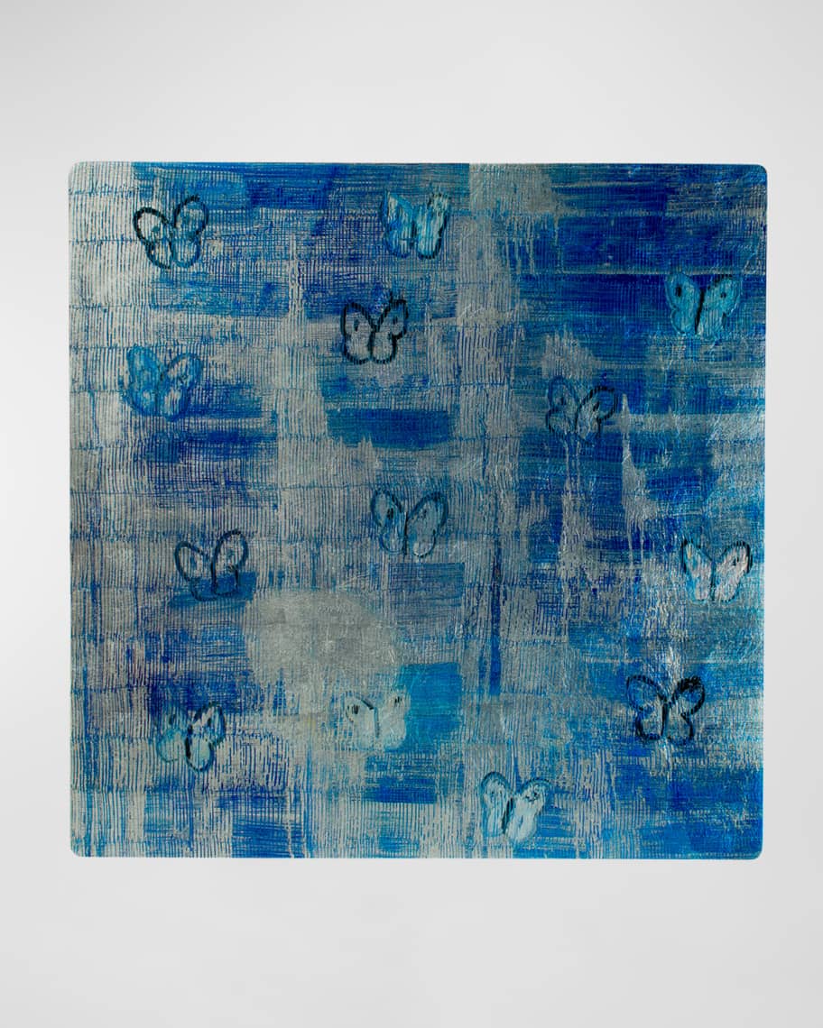 Image 1 of 1: Summer Butterflies Placemat, Blue - 14.5"Sq.
