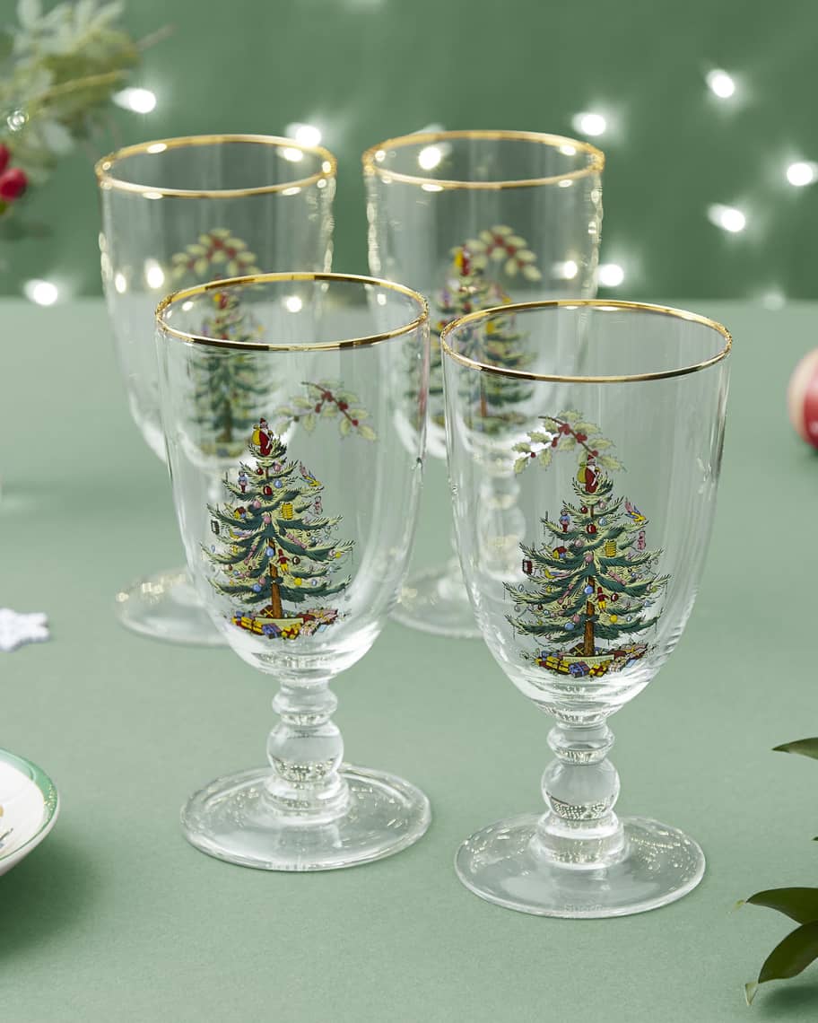 Spode Christmas Tree Pedestal Goblets Set of 4 Horchow