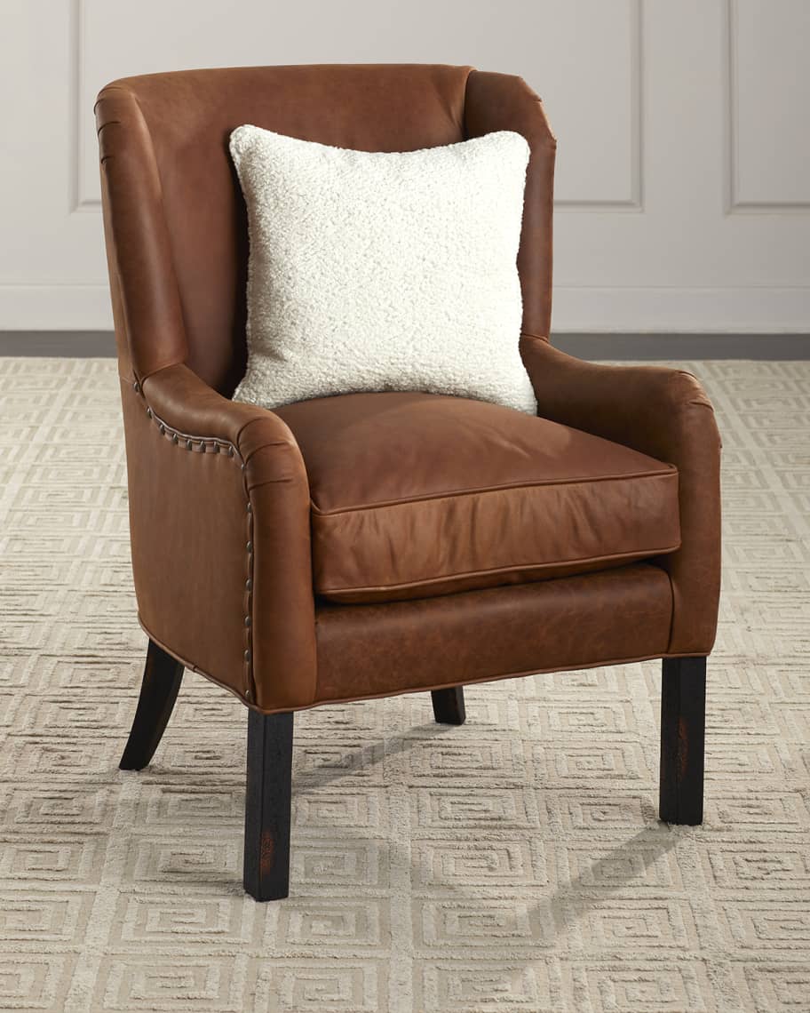 Image 1 of 6: Benjamin Leather Wing Chair