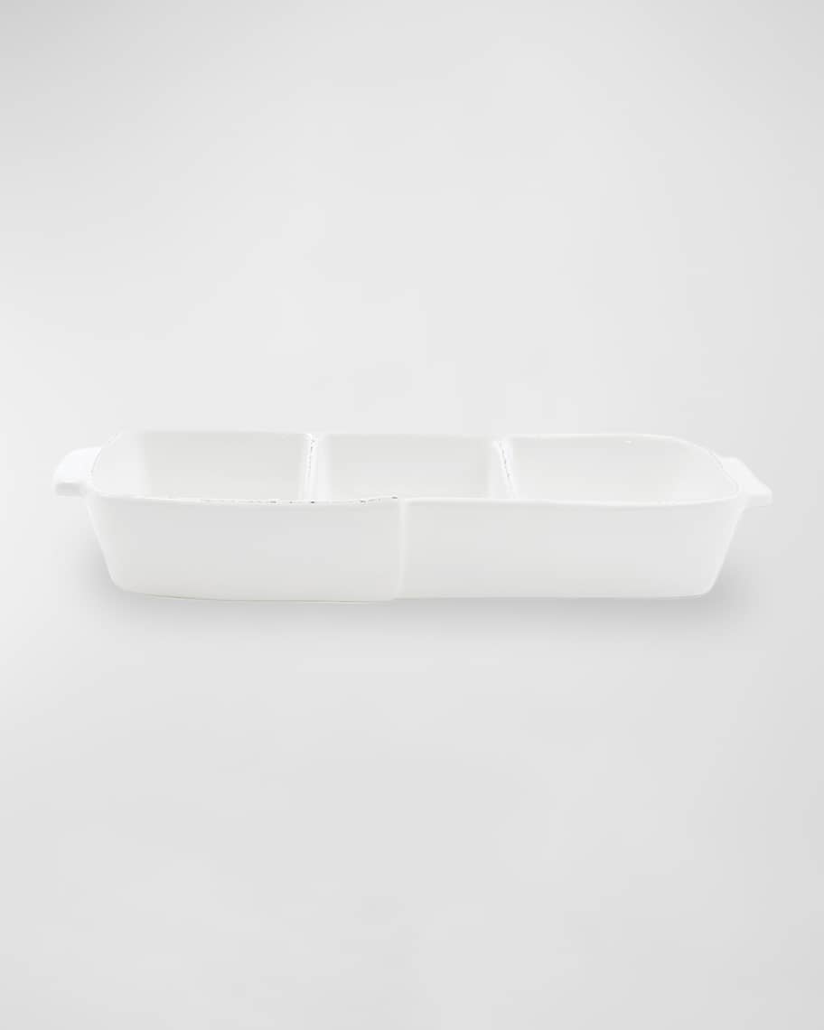 VIETRI MELAMINE LASTRA WHITE THREE-PART SERVER