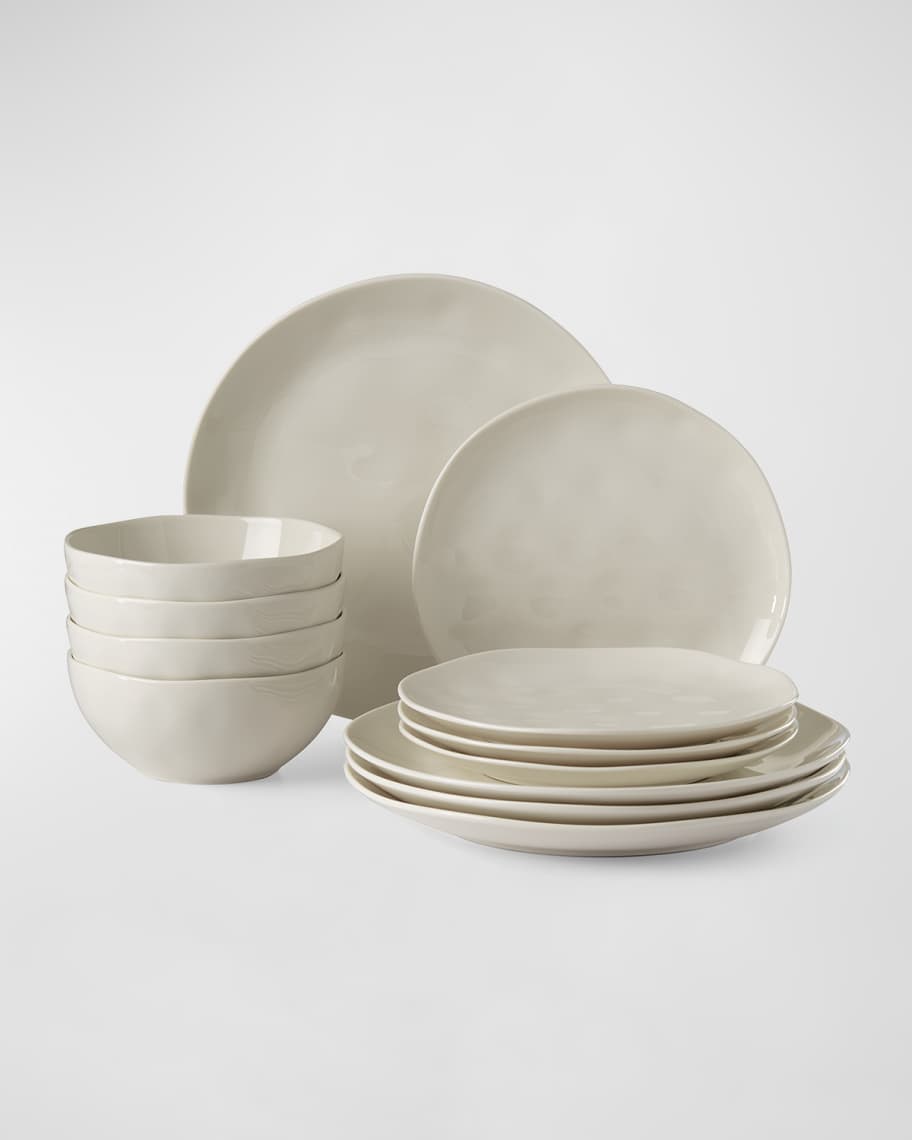 Lenox White Bay Colors – Set Stoviglie 12 Pezzi In Porcellana – Piatti E Ciotole Per 4 Persone – Lavabile In Lavastoviglie E Microonde