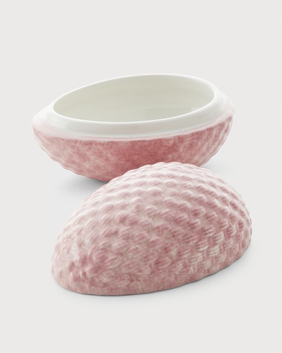 Image 3 of 3: Pink Wicker-Textured Easter Egg Box 