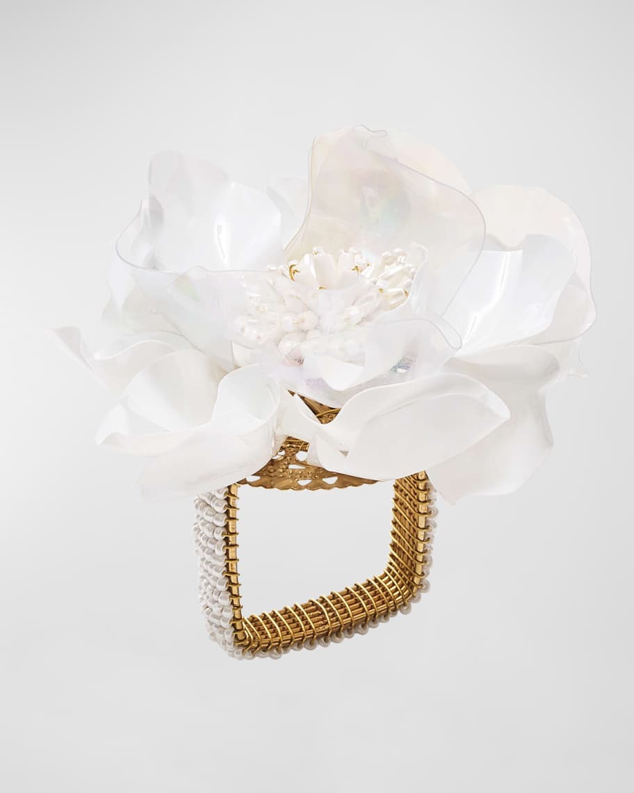 Image 1 of 3: Gardenia Napkin Ring in White 