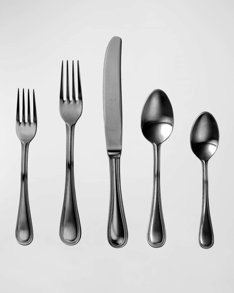 Image 1 of 1: Perla Ice Oro Nero 5-Piece Place Setting 