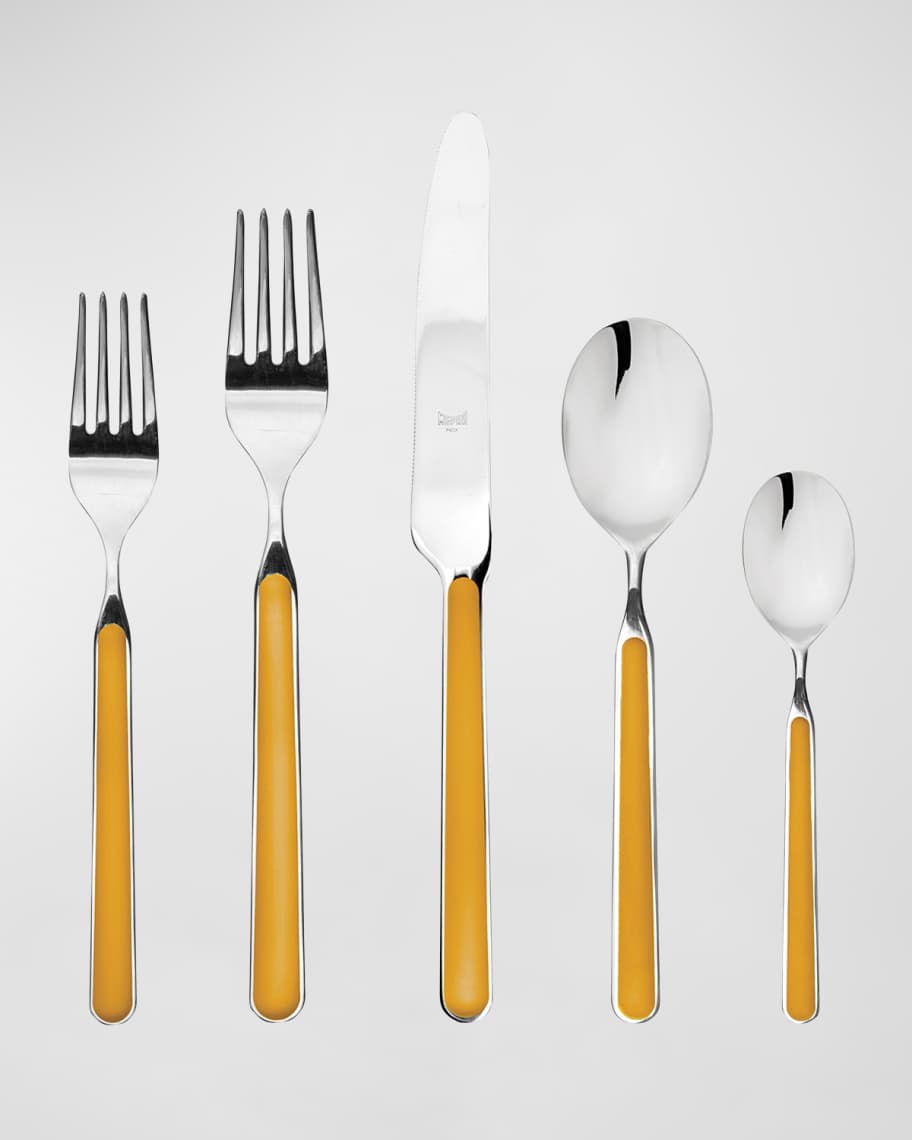Image 1 of 2: Fantasia Mustard 20-Piece Flatware Set 