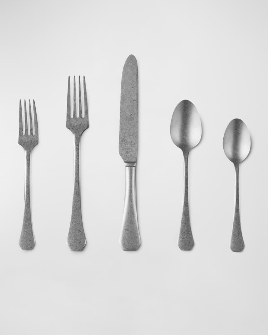 Image 1 of 1: Cutlery 5-Piece Moretto Pewter Flatware Set 