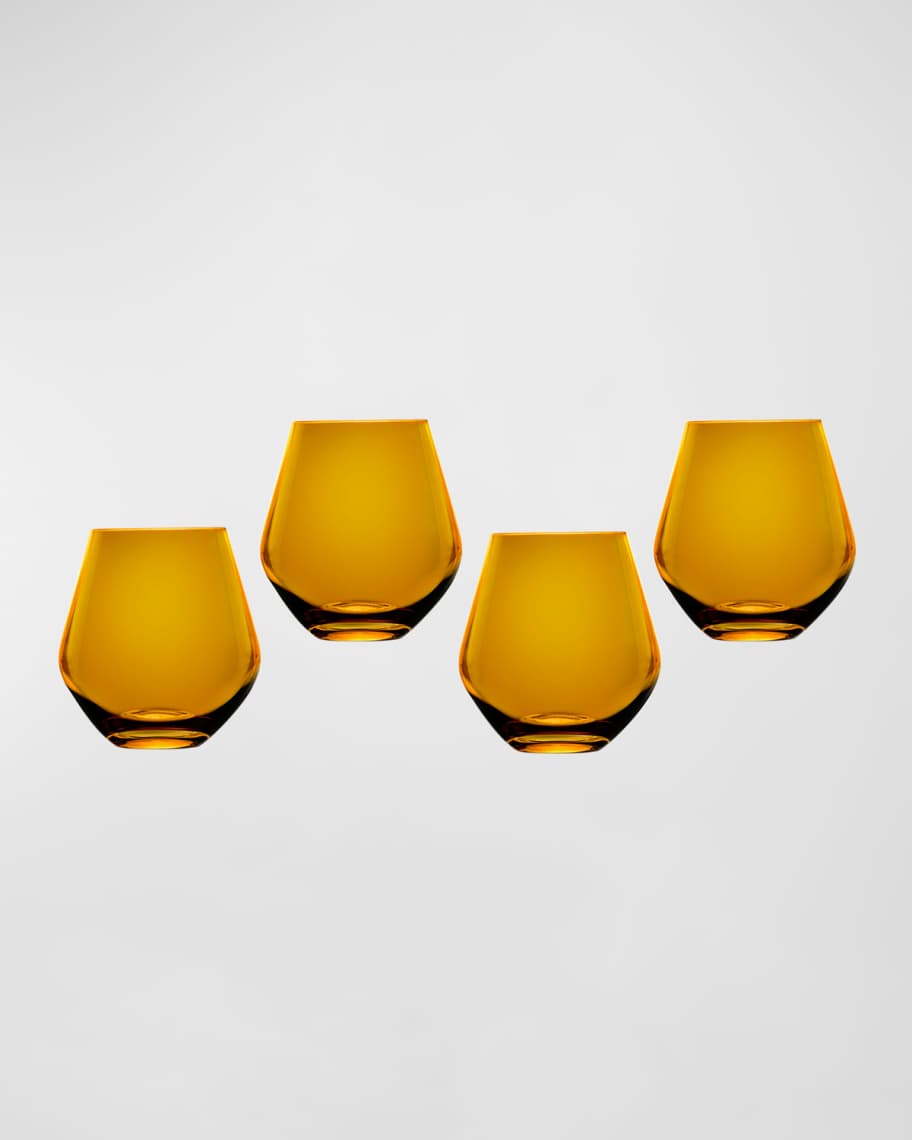 Image 1 of 1: Meridian Stemless Wine Glasses, Amber - Set of 4