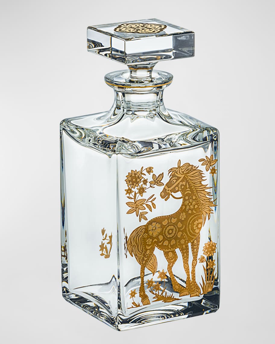 Image 1 of 2: Whiskey Decanter With Golden Horse 