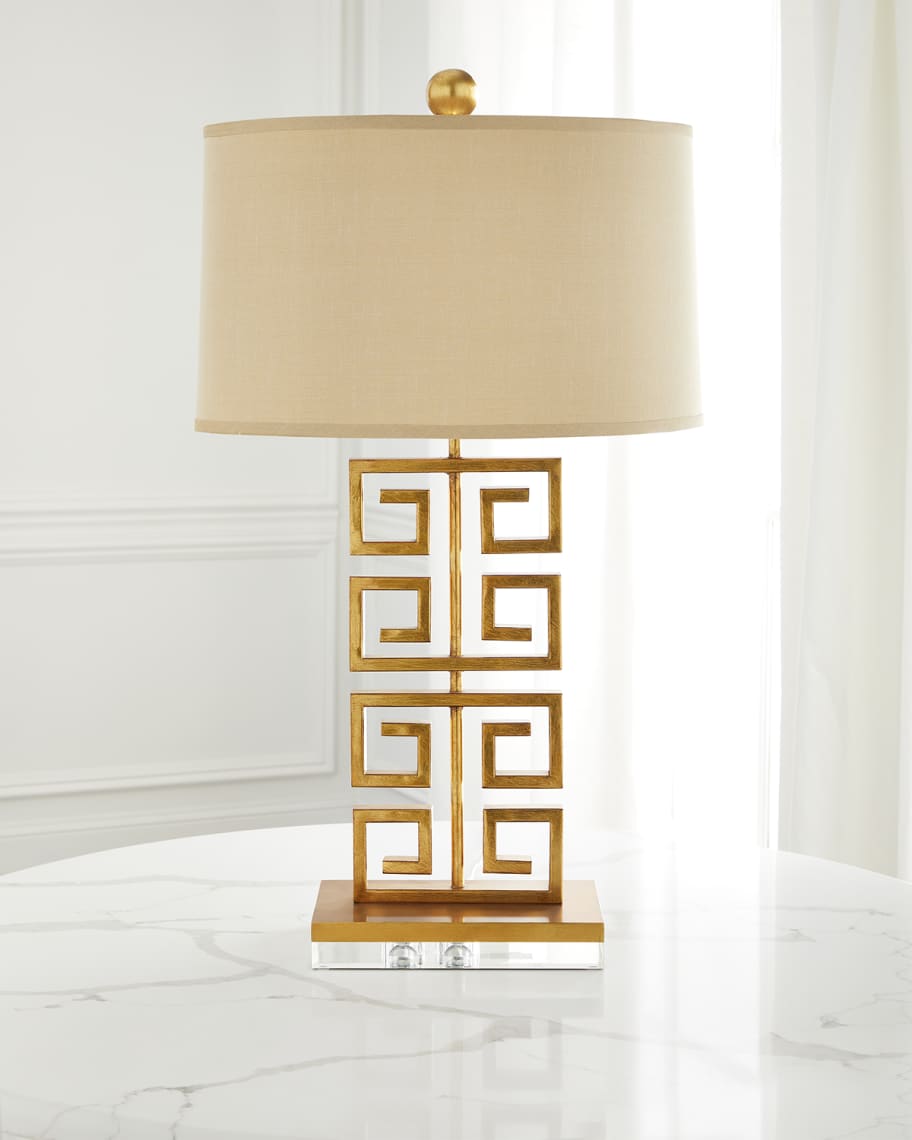 Greek key table lamp top