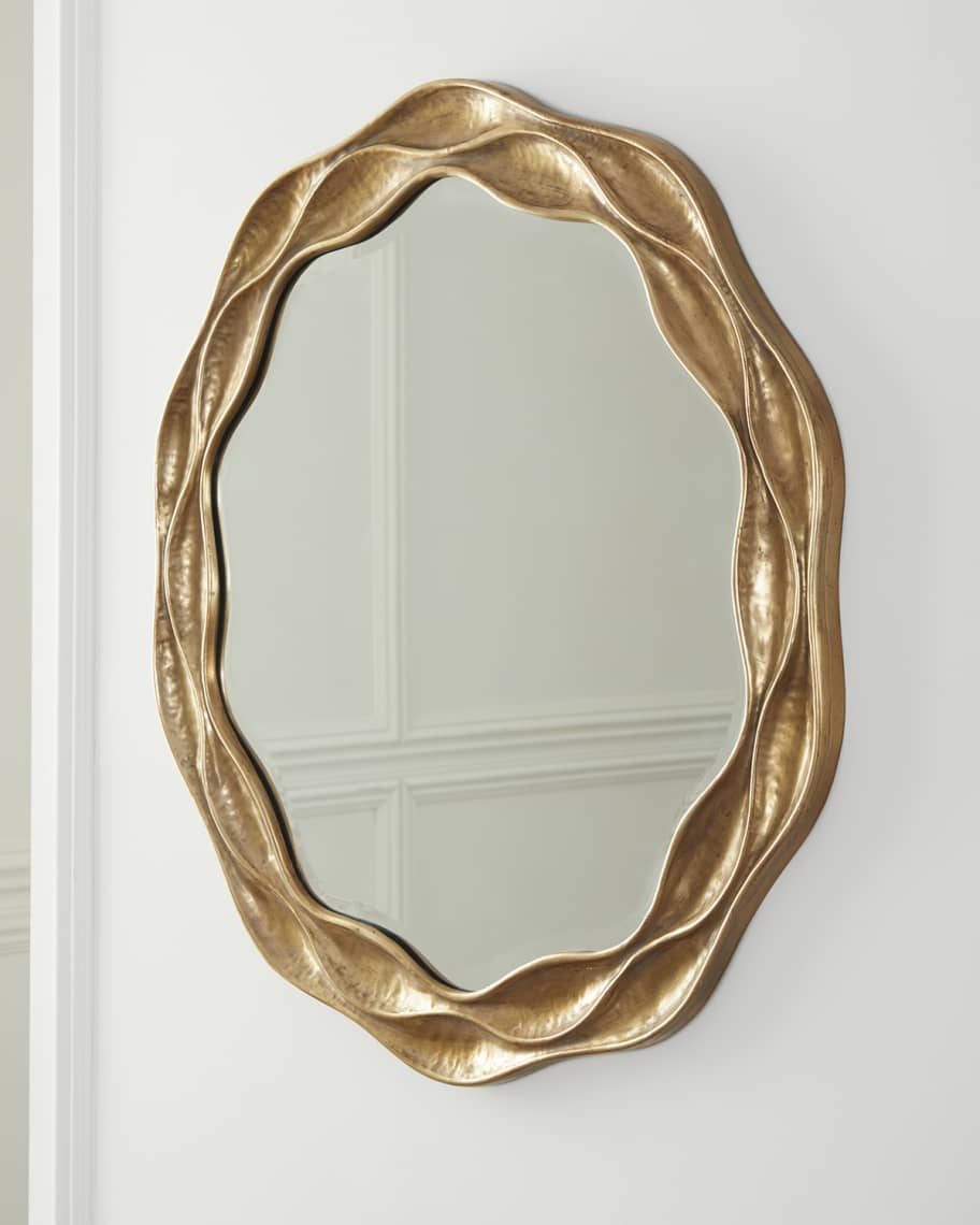 Image 2 of 2: Gold Ripple Mirror