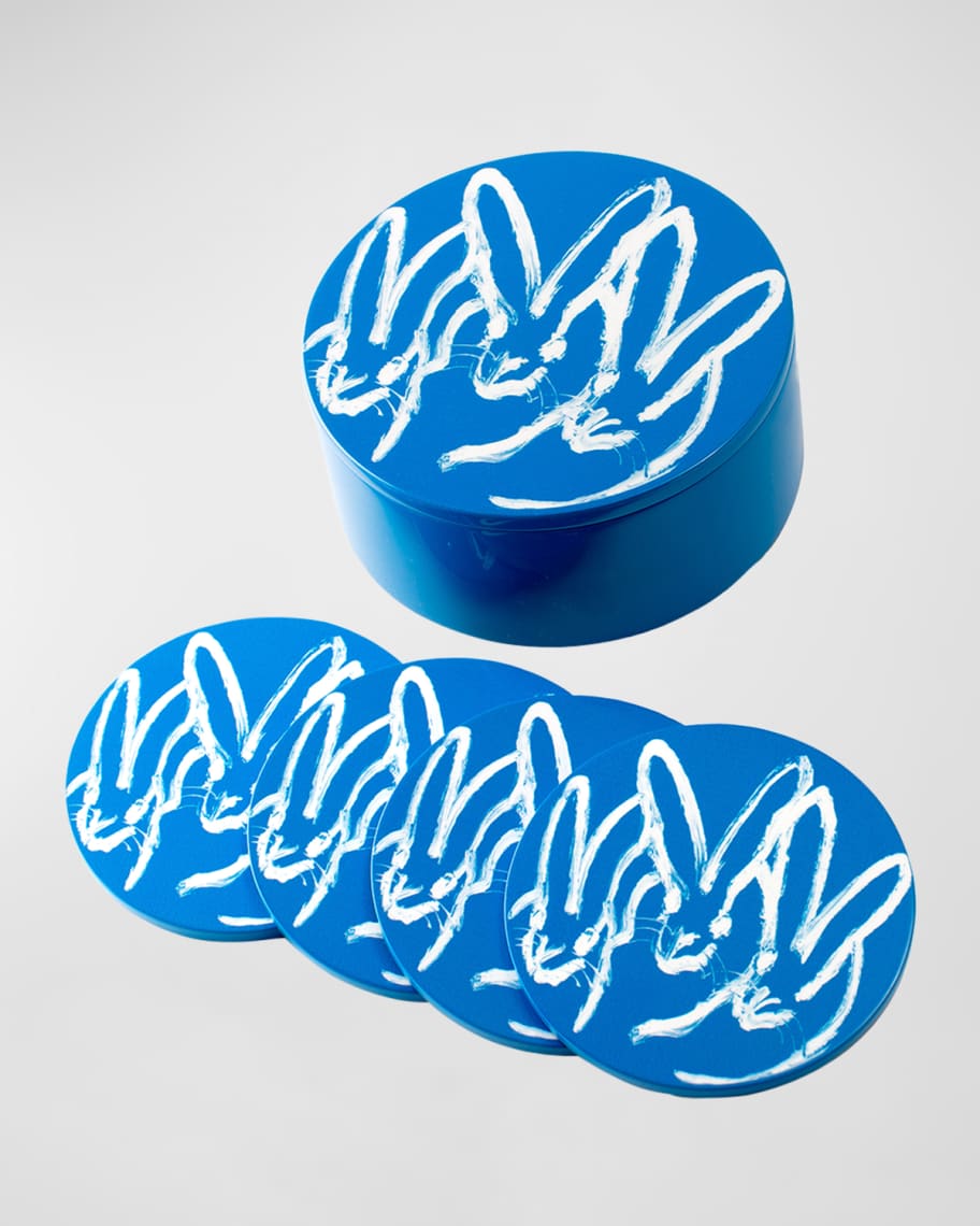 Image 1 of 1: Blue Bunny Coaster Box, Set of 4