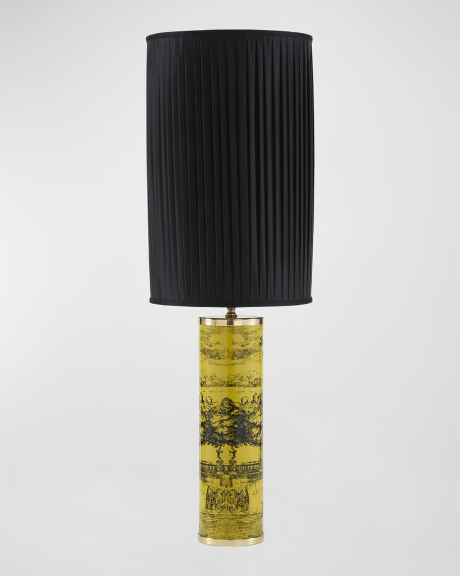Image 3 of 3: Cylindrical Pleated Lampshade