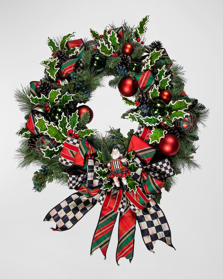 MacKenzie-Childs Tartastic Illuminated Wreath | Horchow