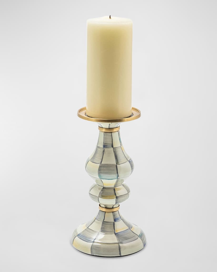 Image 2 of 2: Sterling Check Pillar Candlestick - Medium 