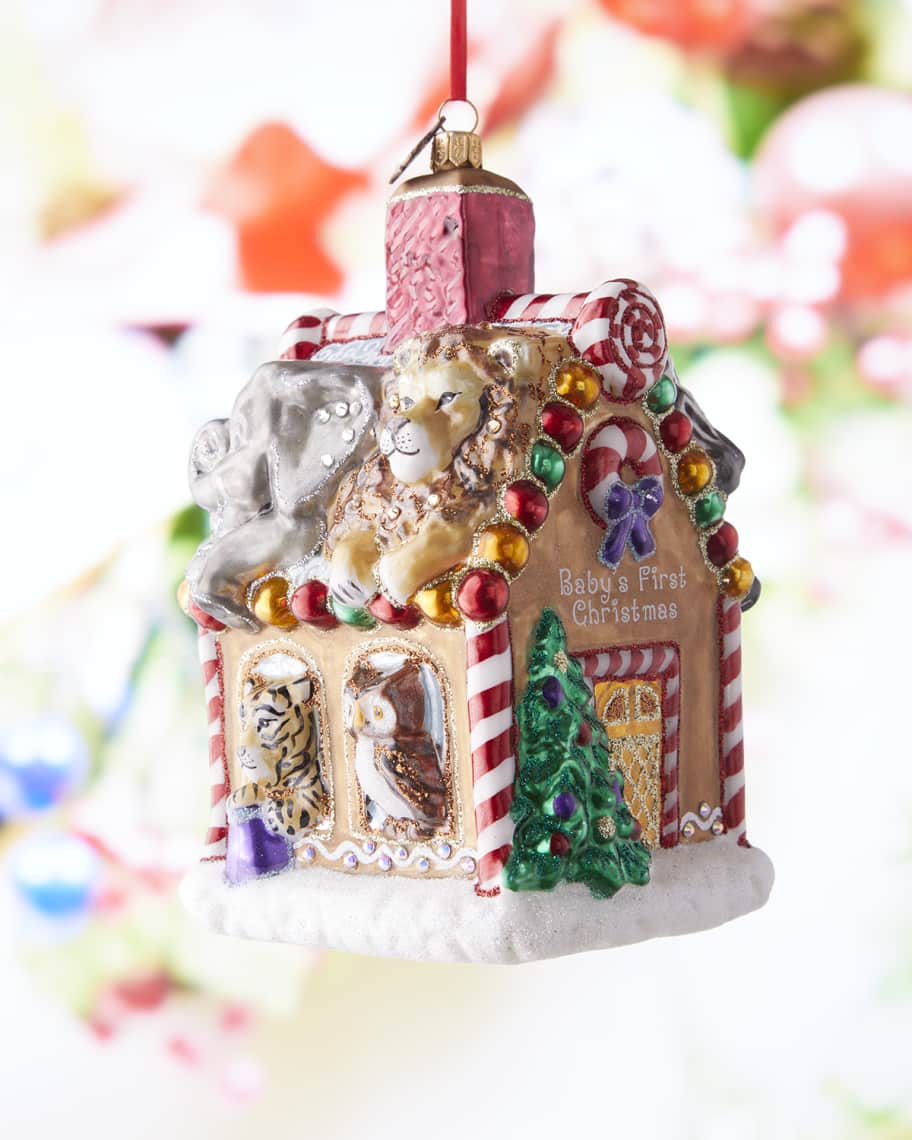 Jay Strongwater Baby's First Christmas Gingerbread House Ornament