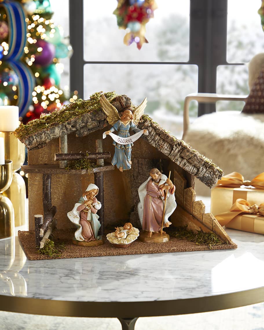 Image 1 of 1: 7.5" Nativity Figurine Set with Stable
