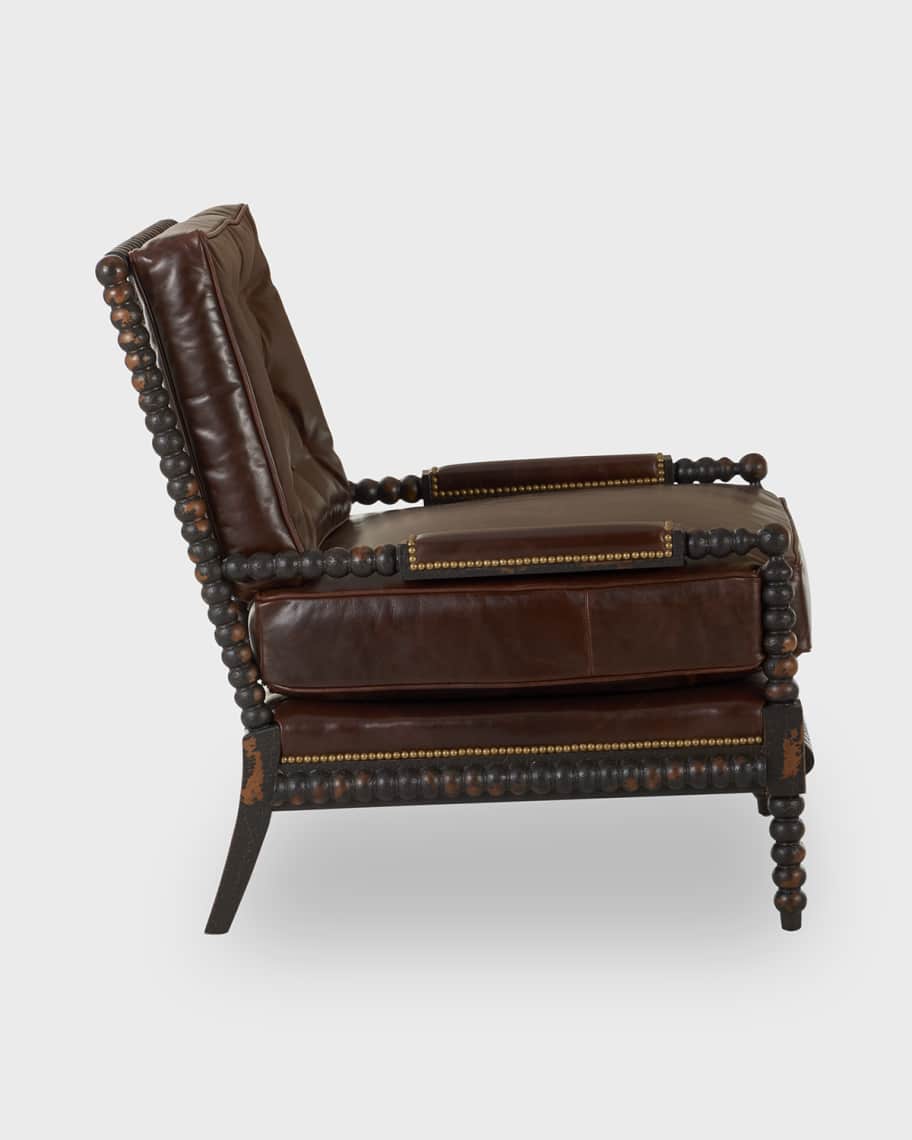 Image 3 of 4: Ace Tufted Leather Spindle Chair 