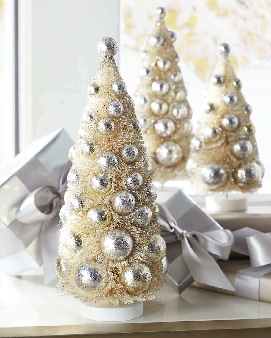 Traditional Bottle Brush Trees with Gold Glitter Set by Bethany Lowe