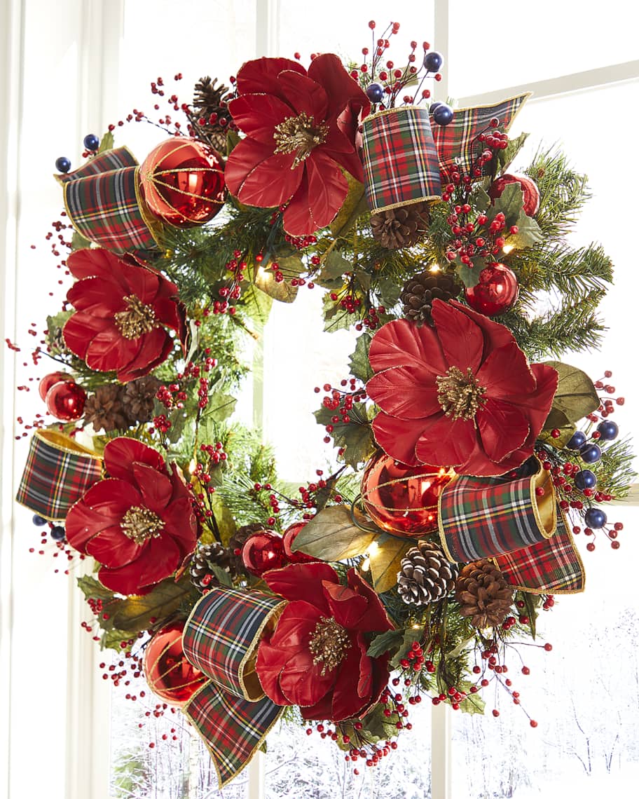 Image 2 of 2: 28" Classic Christmas Pre-Lit Wreath