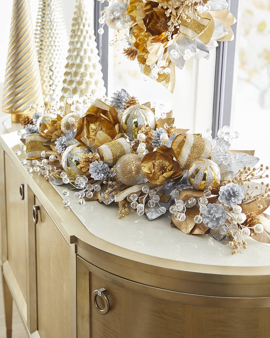 Image 1 of 1: Silver & Gold Christmas Mantel Garland, 4' 
