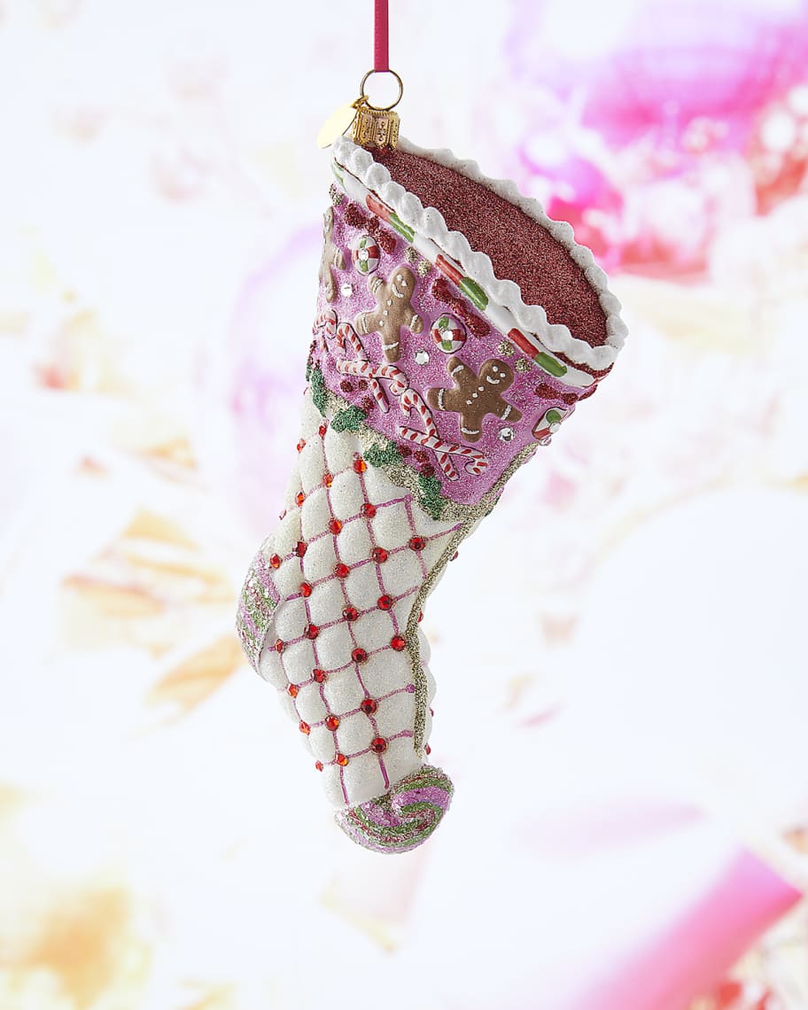 Image 1 of 1: White Candy Stocking Christmas Ornament