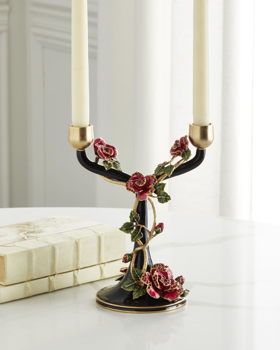 Jay Strongwater Nightbloom Double Candlestick | Horchow