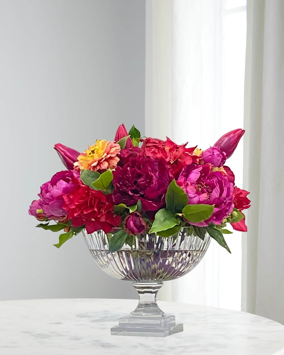 Image 1 of 1: Tulip & Peony in Cut Glass 