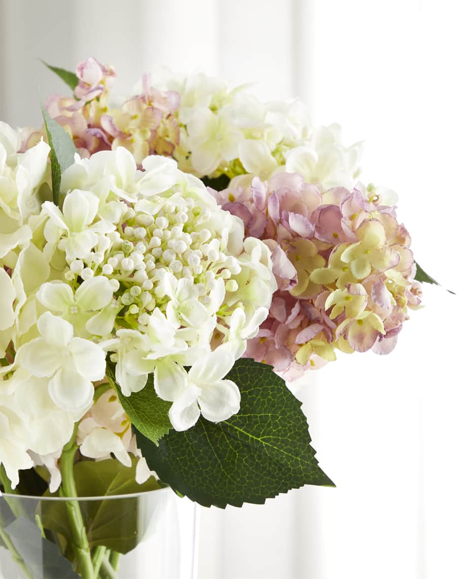 Image 3 of 3: Magenta Garden 22" Faux Floral Arrangement in Footed Glass Vase