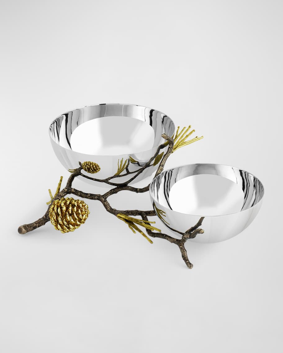 Image 2 of 5: Pine Cone Double Bowl 