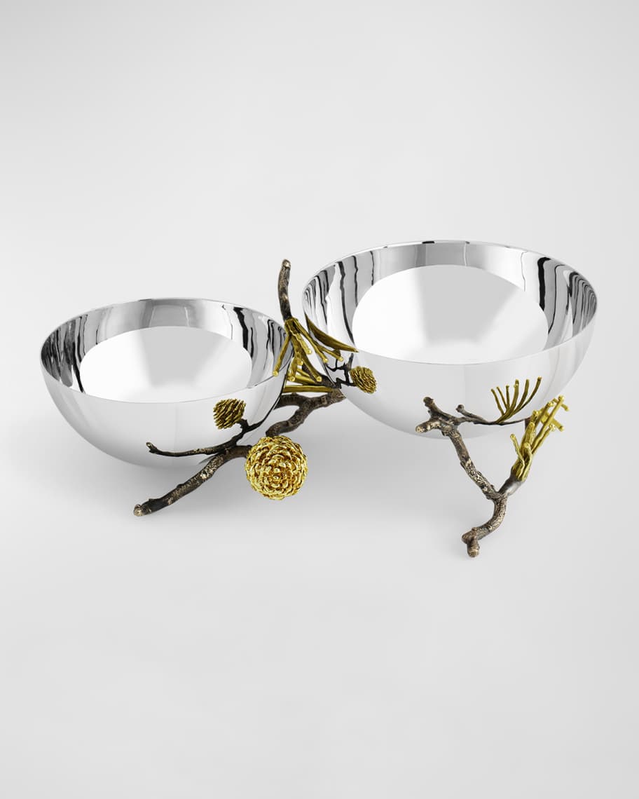 Image 3 of 5: Pine Cone Double Bowl 