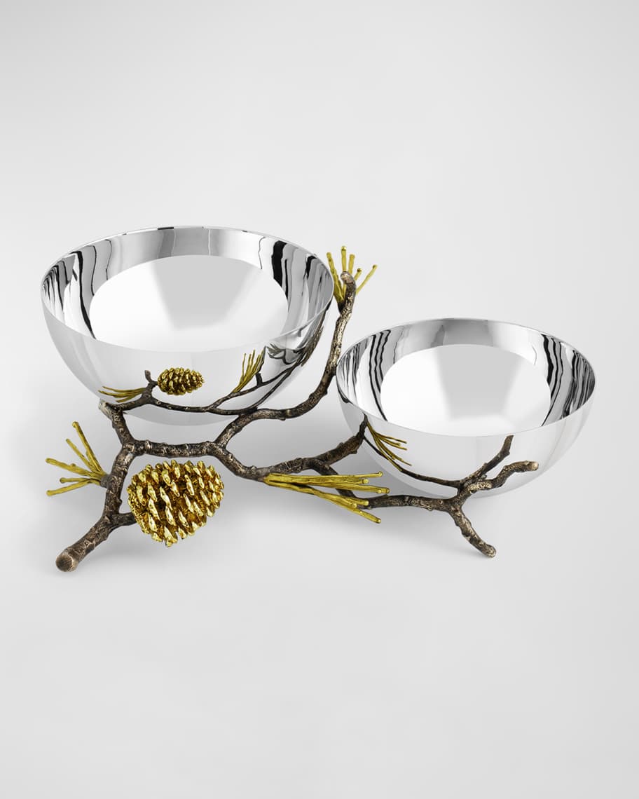 Image 1 of 5: Pine Cone Double Bowl 