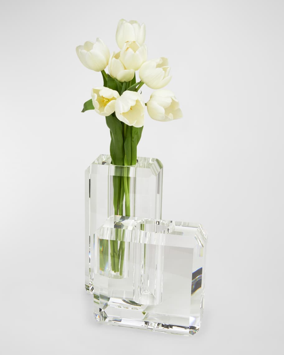 Image 2 of 2: Clear Beveled Crystal Centerpiece Vase - Wide