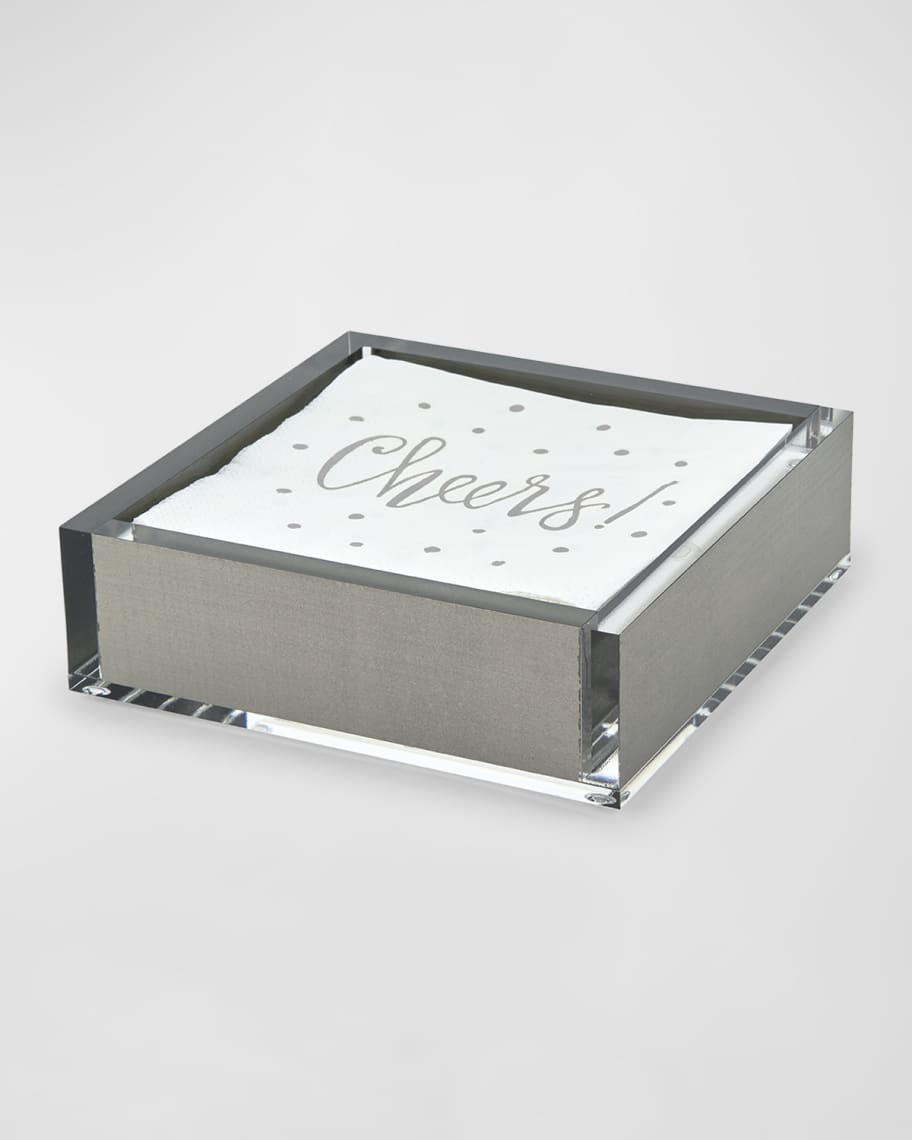 Image 1 of 1: Silver Lucite Cocktail Napkin Tray 