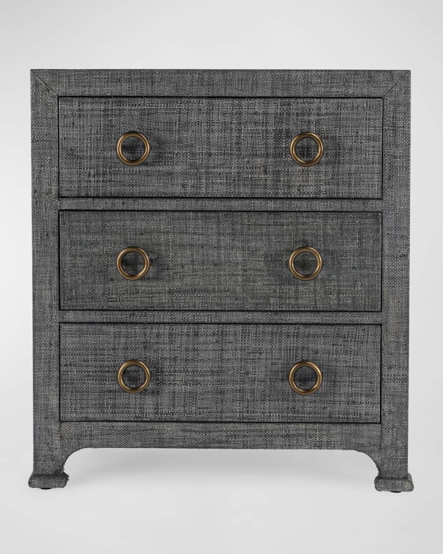 Image 1 of 7: Camila 3-Drawer Raffia Chest