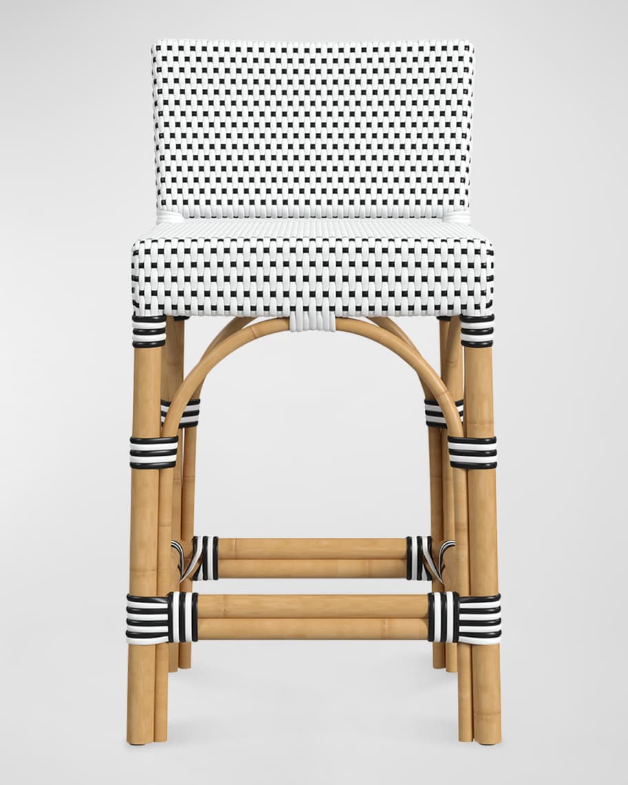 Image 1 of 7: Sayler Rattan Counter Stool, 24.5" 