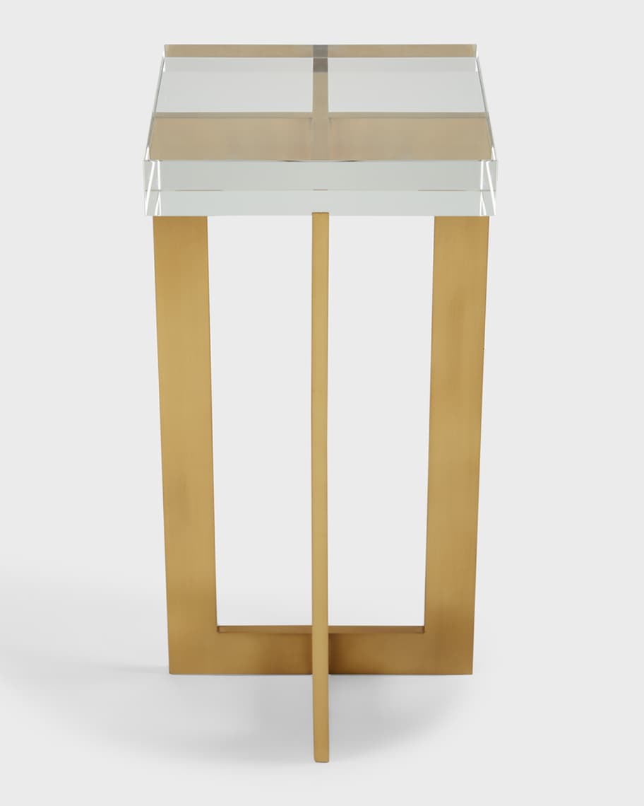 Image 3 of 5: Polished Brass and Crystal Martini Table