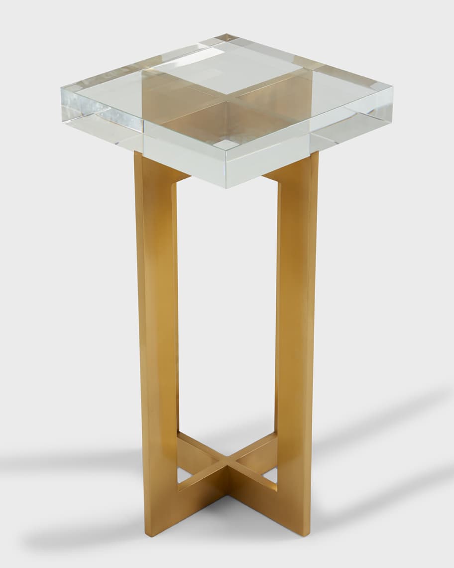 Image 1 of 5: Polished Brass and Crystal Martini Table