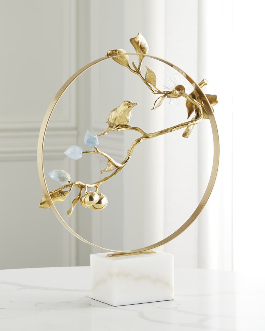 Image 3 of 6: Brass Bird on Cyanite Sculpture