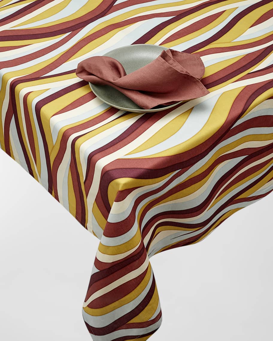 Image 2 of 3: Landscape Multicolor Linen Sateen Tablecloth, 70" x 90"
