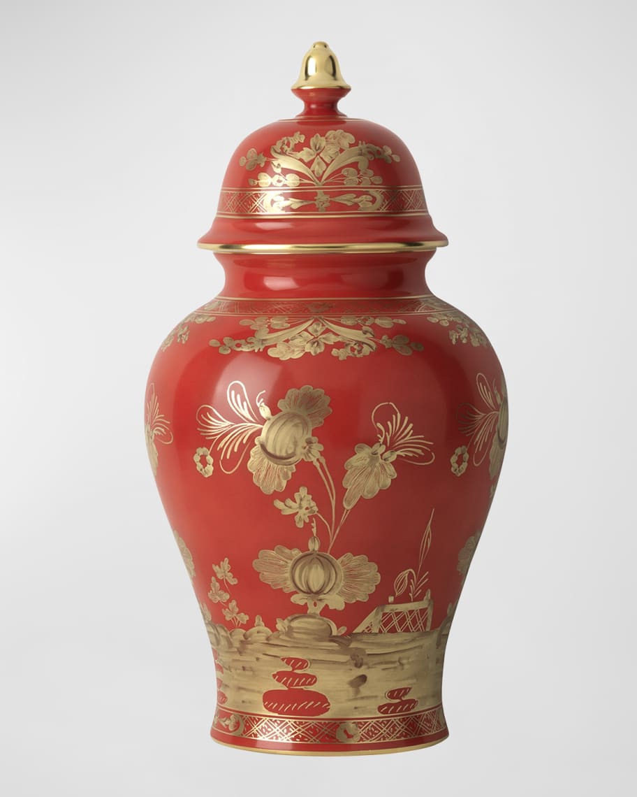 Image 1 of 1: Red Oriente Italiano Potiche Lidded Vase