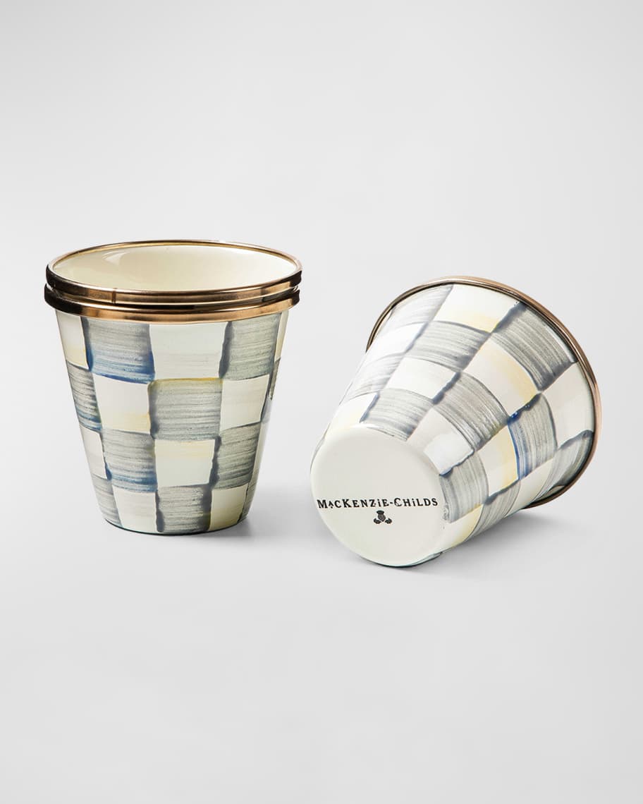 Image 2 of 3: Sterling Check Enamel Herb Pots, Set of 3