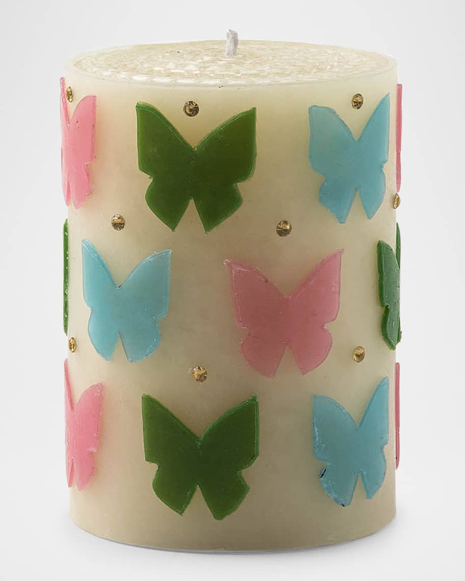 Image 2 of 2: Butterfly Pastel 4" Pillar Candle