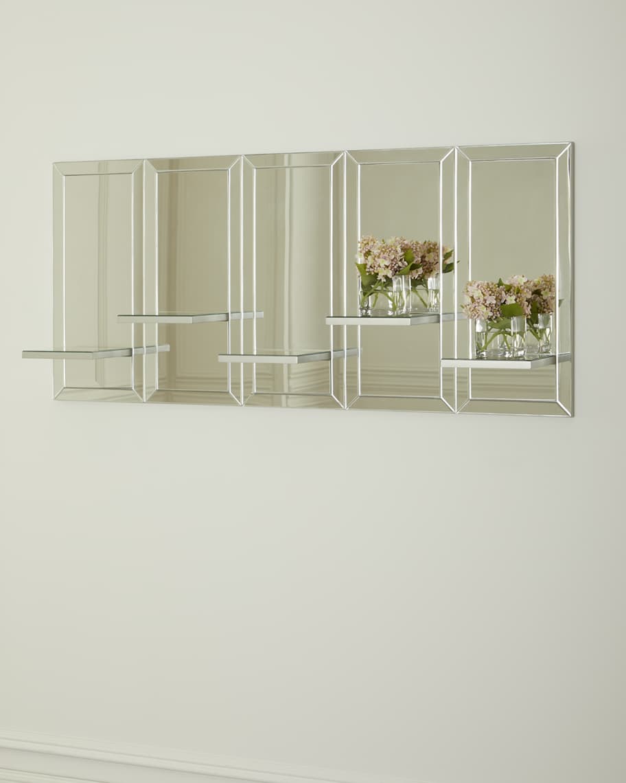 Image 3 of 4: Horizontal Mirrored Wall Shelves