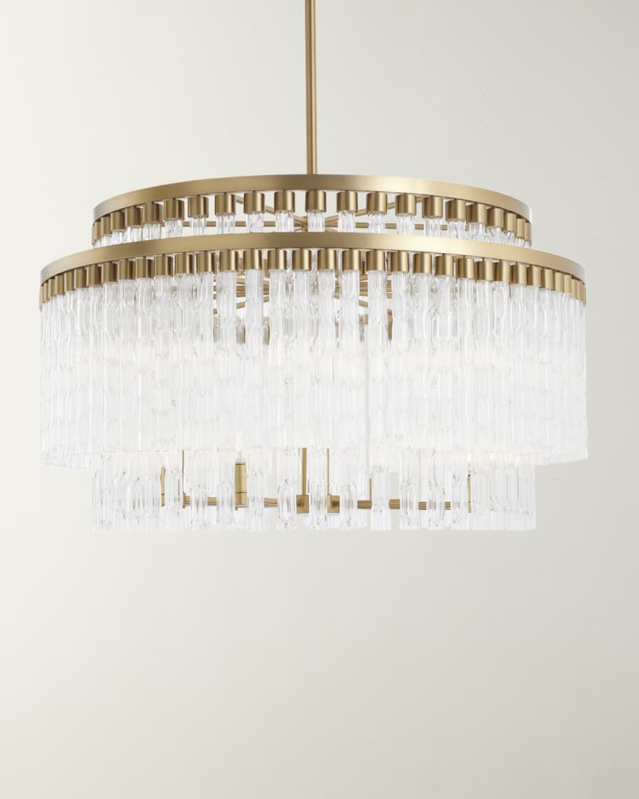 Image 2 of 2: Nobel 12-Light Aged Brass Chandelier 