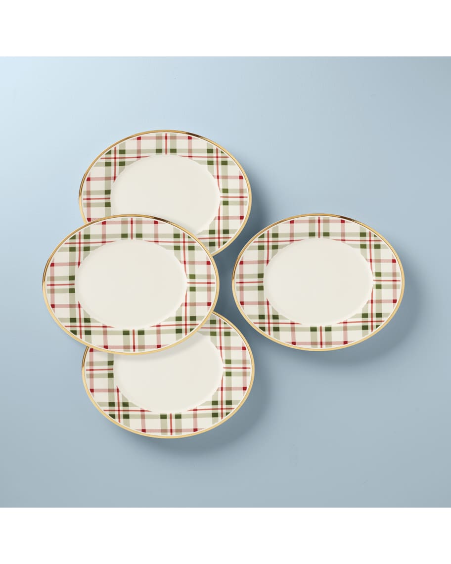 Image 2 of 3: Holiday Plaid Dinner Plates, Set of 4