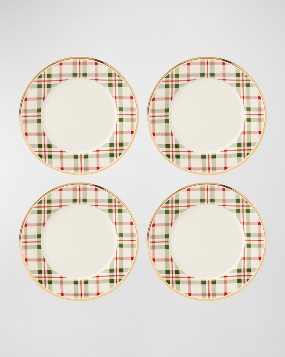 Image 1 of 3: Holiday Plaid Dinner Plates, Set of 4
