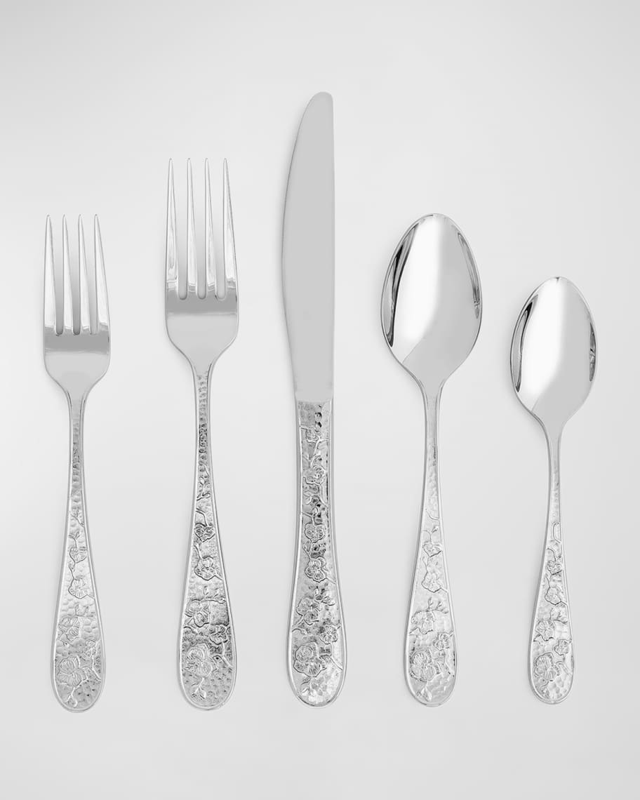 Image 1 of 3: Orchid Silver 5-Piece Flatware Set