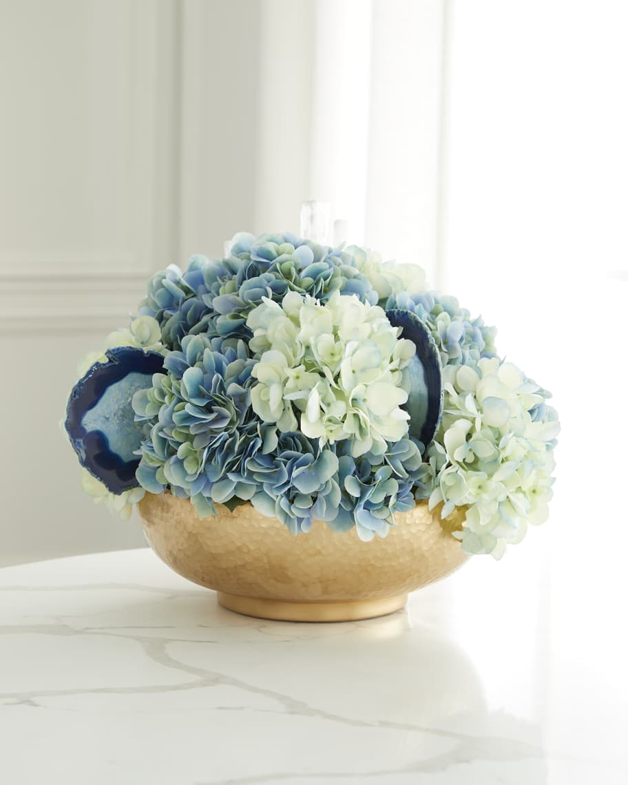 入荷now 安全 Floral Faux Hydrangea Company Floral T&C Arrangement 17 - Slabs Agate and Selenite with  Bowl Metal Hammered in テープ・マスキングテープ