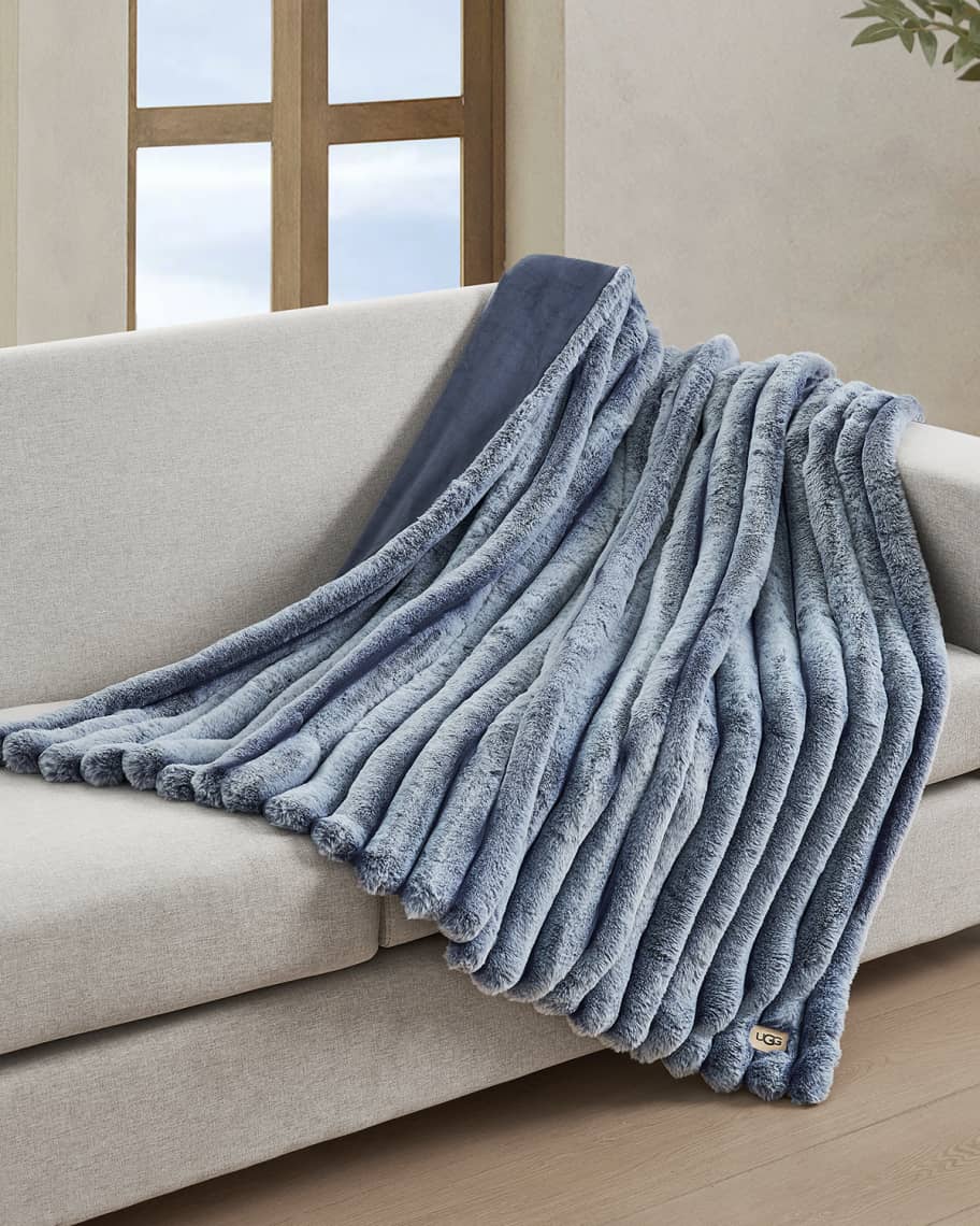 UGG Channel Quilt Faux Fur Throw Blanket Horchow