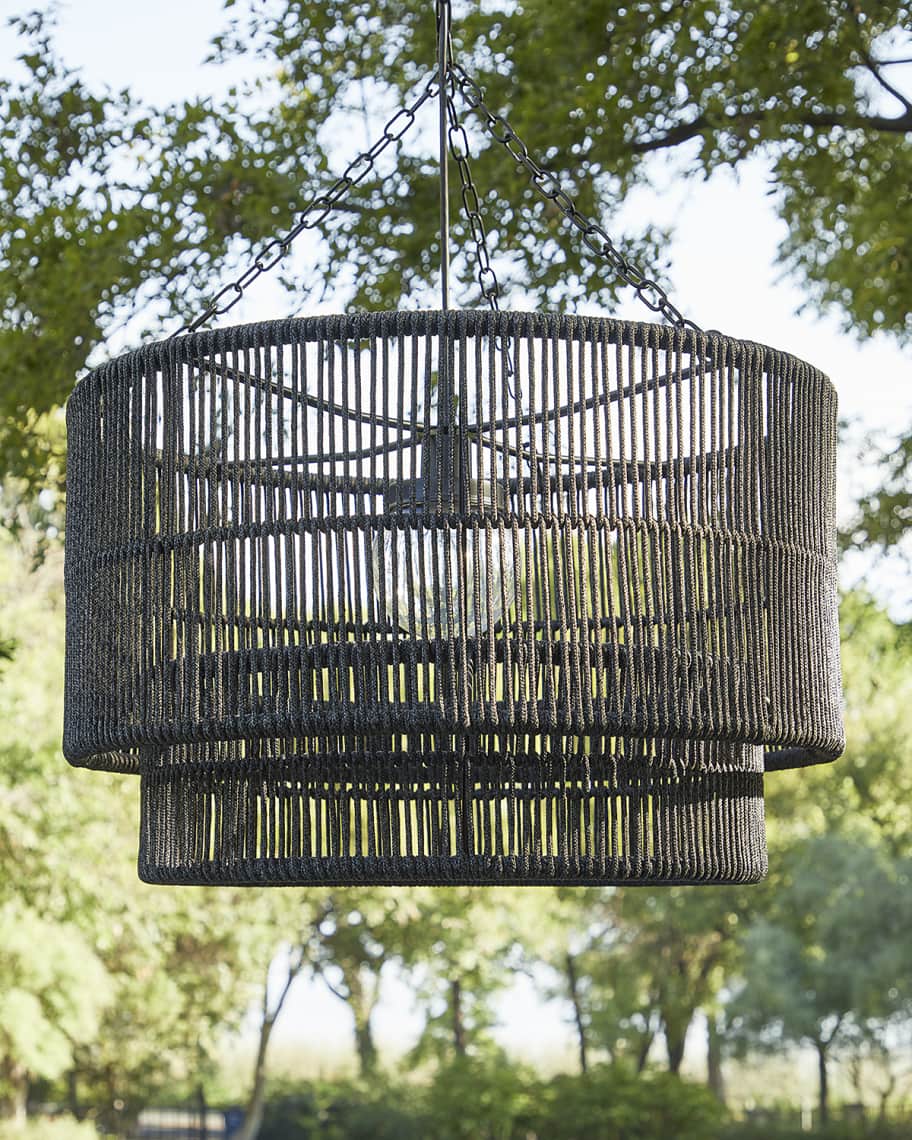 Image 1 of 2: Tanner Outdoor Pendant Light, Drum Shade
